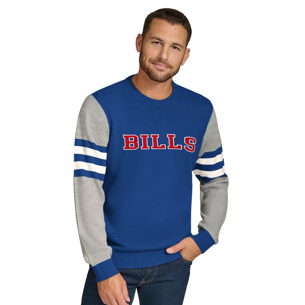 Buffalo Bills Tommy Hilfiger Acrylic Crewneck Pullover Sweater - Royal/Heather Gray cheap