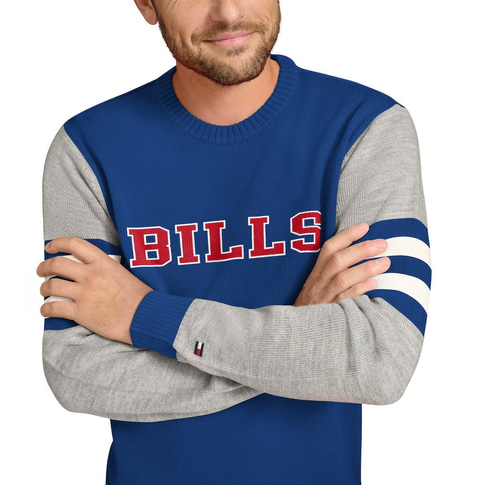 Buffalo Bills Tommy Hilfiger Acrylic Crewneck Pullover Sweater - Royal/Heather Gray cheap