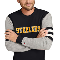 Pittsburgh Steelers Tommy Hilfiger Acrylic Crewneck Pullover Sweater - Black/Heather Gray online
