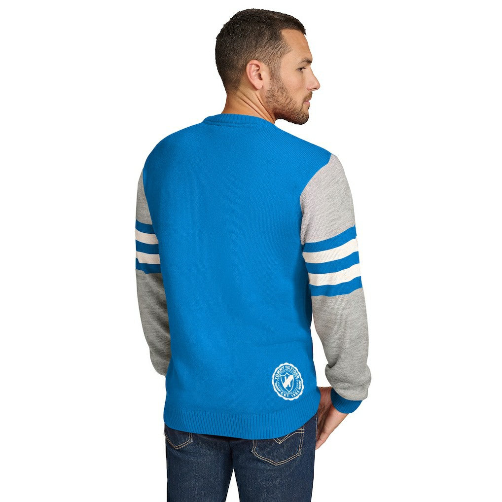 Los Angeles Chargers Tommy Hilfiger Acrylic Crewneck Pullover Sweater - Powder Blue/Heather Gray cheap