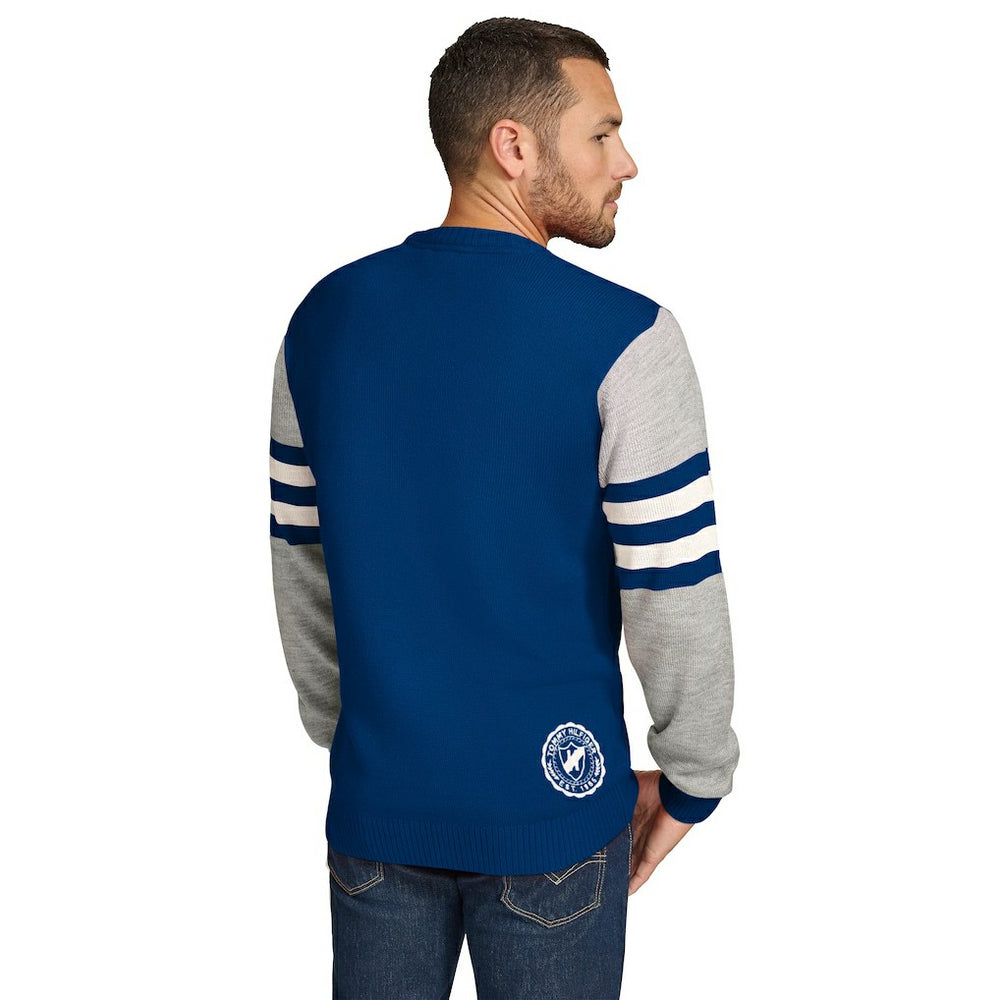 Indianapolis Colts Tommy Hilfiger Acrylic Crewneck Pullover Sweater - Royal/Heather Gray online