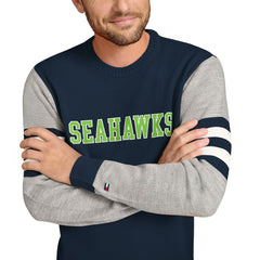 Seattle Seahawks Tommy Hilfiger Acrylic Crewneck Pullover Sweater - College Navy/Heather Gray outlet