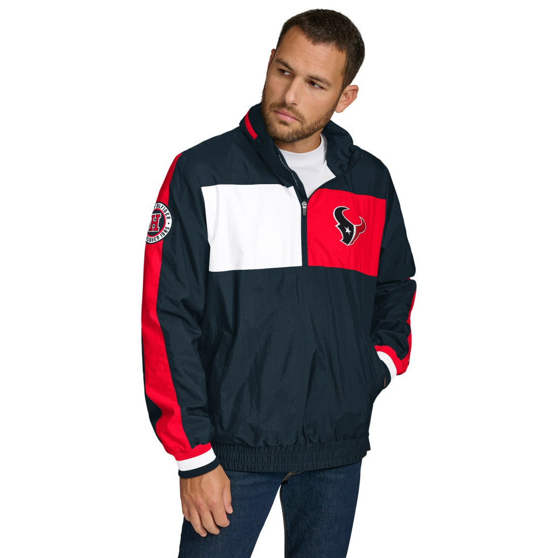 Houston Texans Tommy Hilfiger Gael Lightweight Half-Zip Pullover Hoodie Jacket - Navy discount