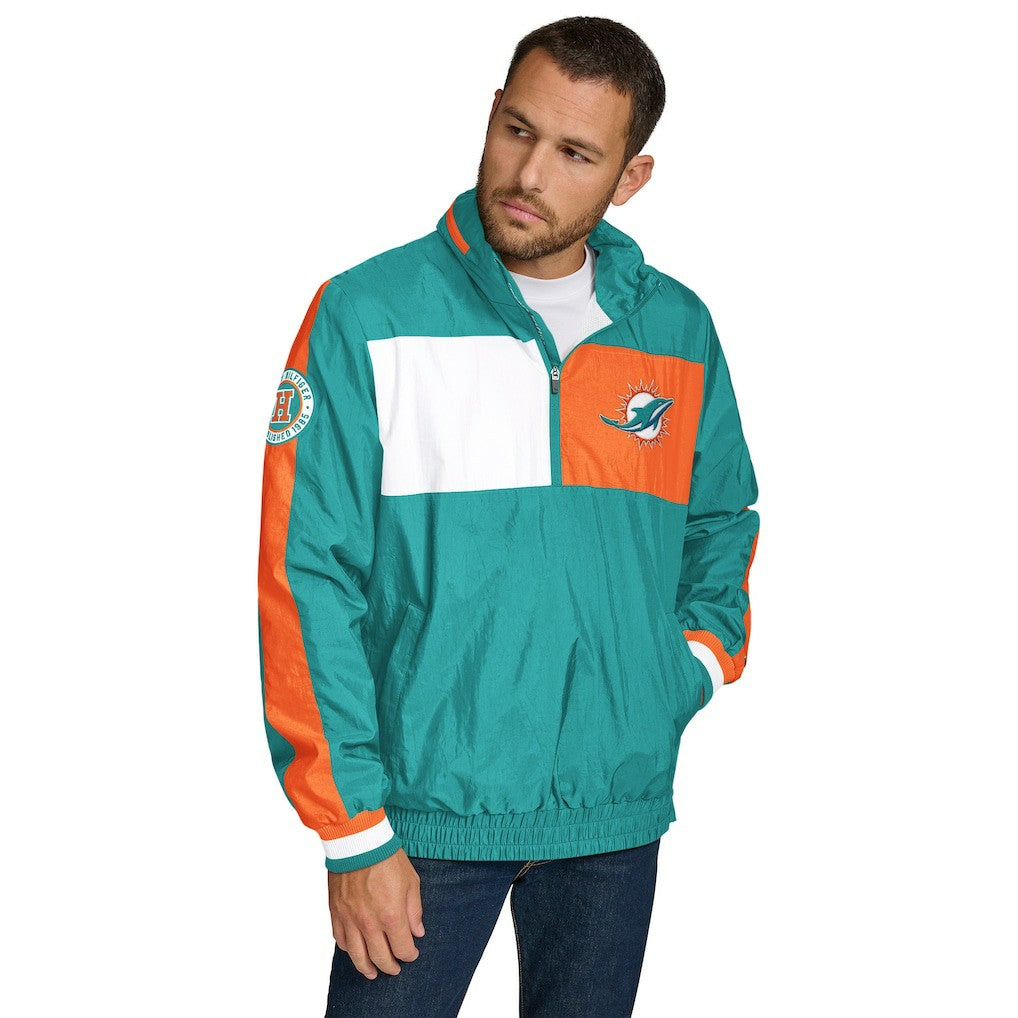 Miami Dolphins Tommy Hilfiger Gael Lightweight Half-Zip Hoodie Jacket - Aqua cheap