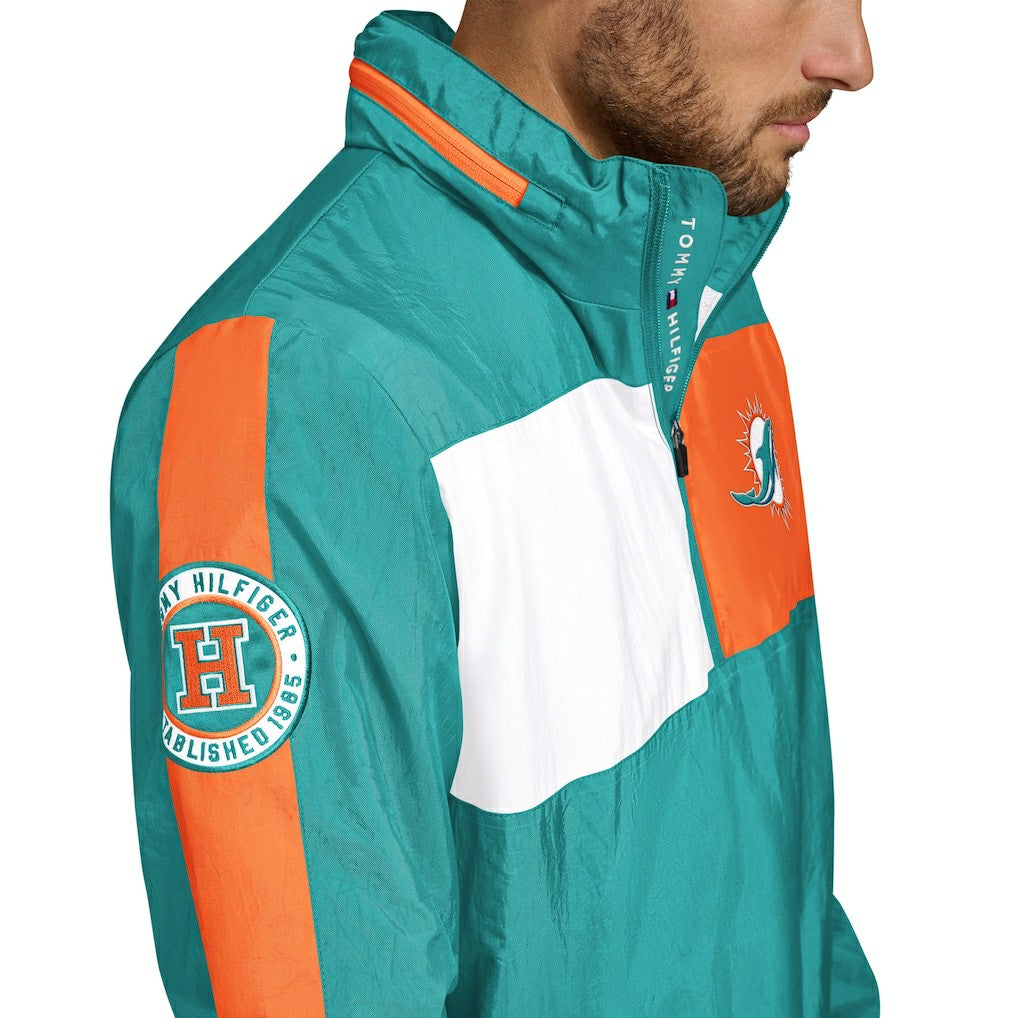Miami Dolphins Tommy Hilfiger Gael Lightweight Half-Zip Hoodie Jacket - Aqua cheap