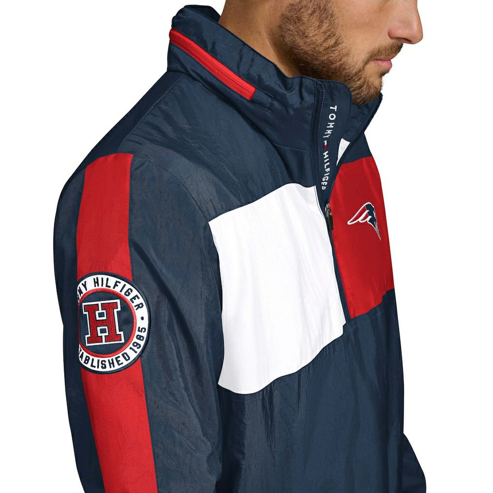 New England Patriots Tommy Hilfiger Gael Lightweight Half-Zip Hoodie Jacket - Navy outlet