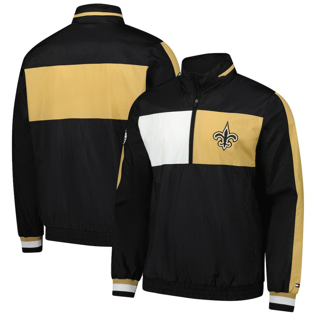 New Orleans Saints Tommy Hilfiger Gael Lightweight Half-Zip Hoodie Jacket - Black cheap