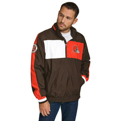 Cleveland Browns Tommy Hilfiger Gael Lightweight Half-Zip Pullover Hoodie Jacket - Brown for sale