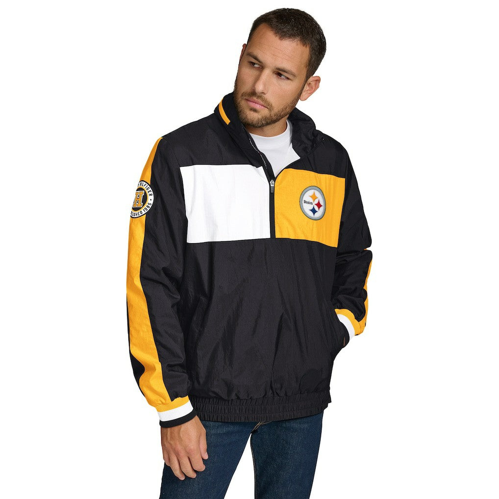 Pittsburgh Steelers Tommy Hilfiger Gael Lightweight Half-Zip Hoodie Jacket - Black for sale