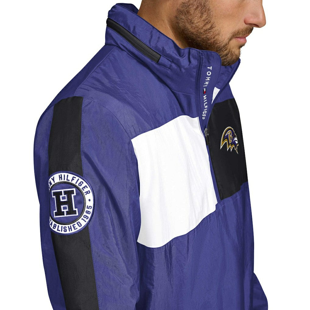 Baltimore Ravens Tommy Hilfiger Gael Lightweight Half-Zip Pullover Hoodie Jacket - Purple sale