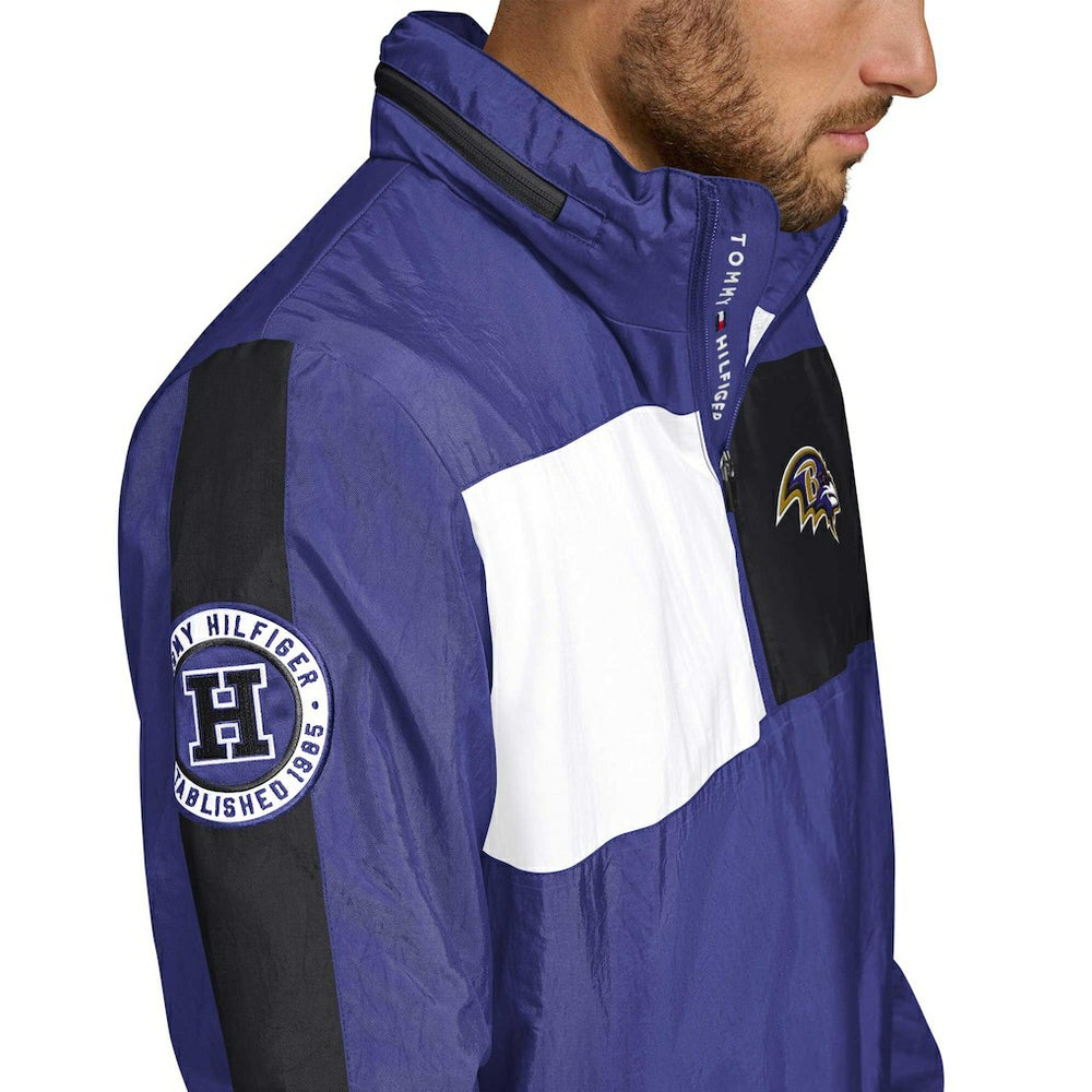 Baltimore Ravens Tommy Hilfiger Gael Lightweight Half-Zip Pullover Hoodie Jacket - Purple sale