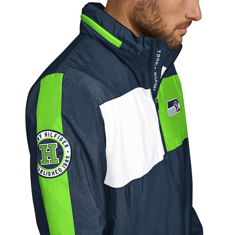 Seattle Seahawks Tommy Hilfiger Gael Lightweight Half-Zip Pullover Hoodie Jacket - College Navy outlet