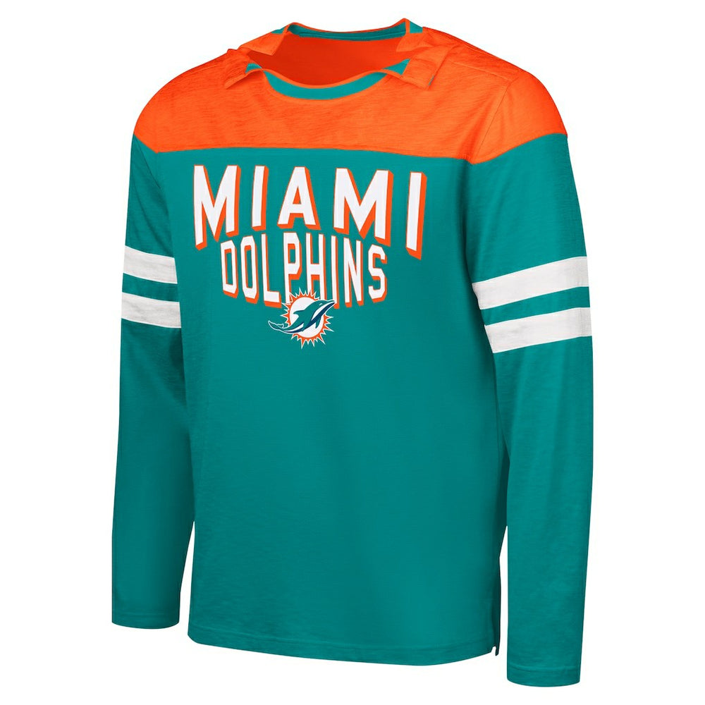 Miami Dolphins G-III Sports by Carl Banks Adaptive Hail Mary Long Sleeve T-Shirt - Aqua/Orange for sale