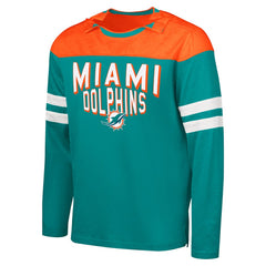 Miami Dolphins G-III Sports by Carl Banks Adaptive Hail Mary Long Sleeve T-Shirt - Aqua/Orange for sale