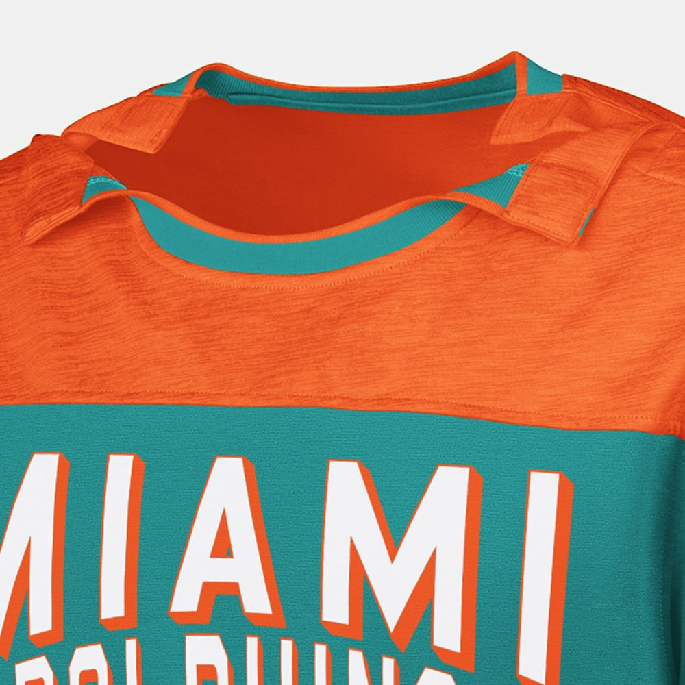 Miami Dolphins G-III Sports by Carl Banks Adaptive Hail Mary Long Sleeve T-Shirt - Aqua/Orange for sale