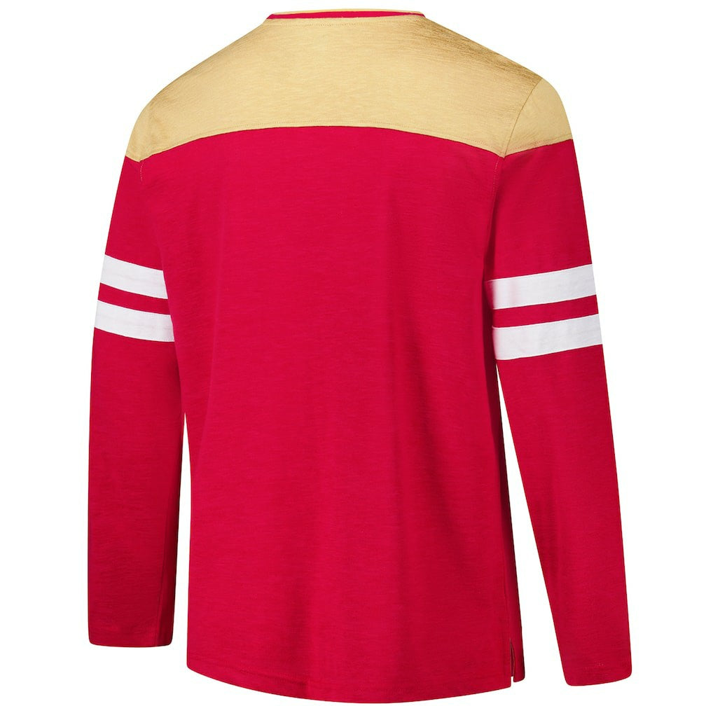 San Francisco 49ers G-III Sports by Carl Banks Adaptive Hail Mary Long Sleeve T-Shirt - Scarlet/Gold discount