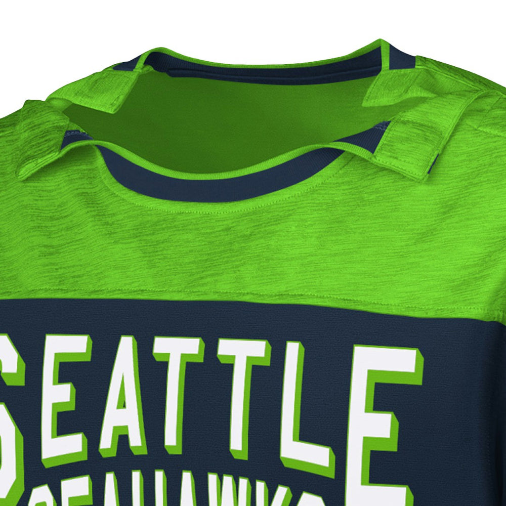 Seattle Seahawks G-III Sports by Carl Banks Adaptive Hail Mary Long Sleeve T-Shirt - College Navy/Neon Green on sale