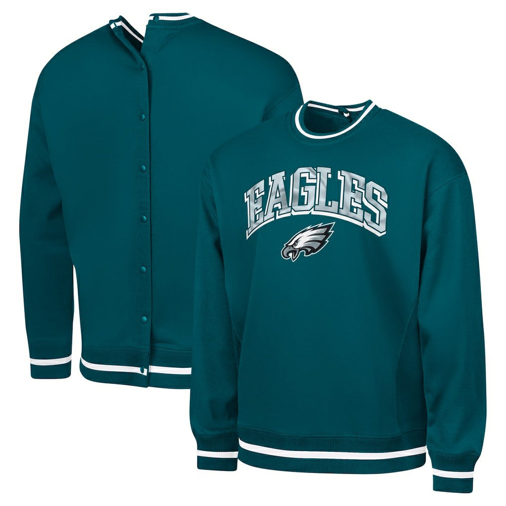 Philadelphia Eagles G-III Sports by Carl Banks Adaptive Blocker Fleece Pullover Sweatshirt - Midnight Green cheap