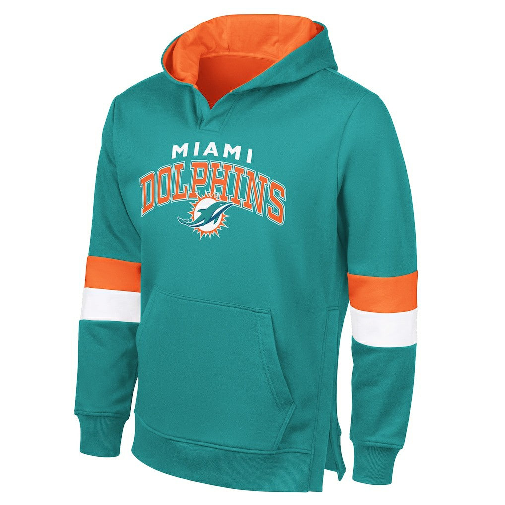 Miami Dolphins G-III Sports by Carl Banks Adaptive Faceoff Pullover Hoodie - Aqua/Orange for sale