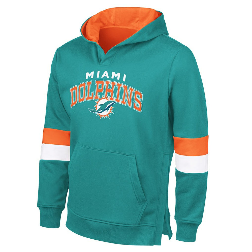 Miami Dolphins G-III Sports by Carl Banks Adaptive Faceoff Pullover Hoodie - Aqua/Orange for sale