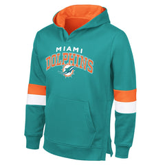 Miami Dolphins G-III Sports by Carl Banks Adaptive Faceoff Pullover Hoodie - Aqua/Orange for sale