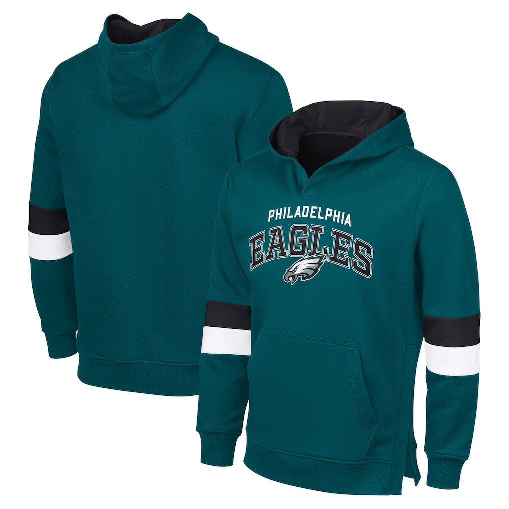 Philadelphia Eagles G-III Sports by Carl BanksMen's Adaptive Faceoff Pullover Hoodie - Midnight Green/Black cheap