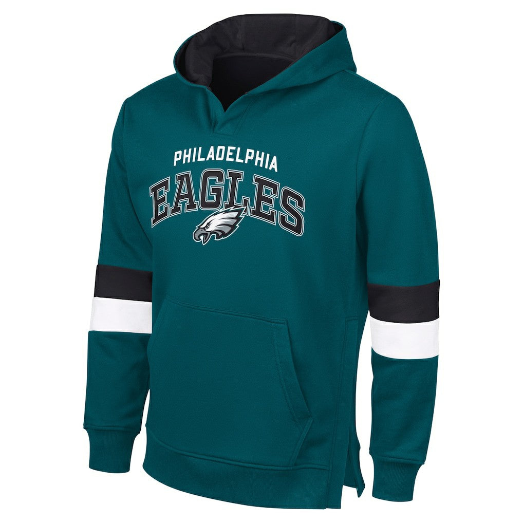 Philadelphia Eagles G-III Sports by Carl BanksMen's Adaptive Faceoff Pullover Hoodie - Midnight Green/Black cheap