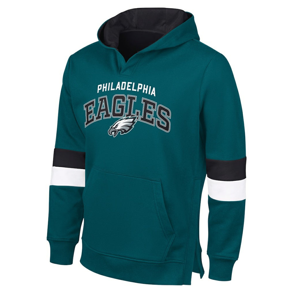 Philadelphia Eagles G-III Sports by Carl BanksMen's Adaptive Faceoff Pullover Hoodie - Midnight Green/Black cheap