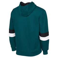 Philadelphia Eagles G-III Sports by Carl BanksMen's Adaptive Faceoff Pullover Hoodie - Midnight Green/Black cheap