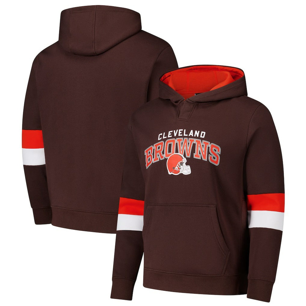 Cleveland Browns G-III Sports by Carl Banks Adaptive Faceoff Pullover Hoodie - Brown/Orange discount