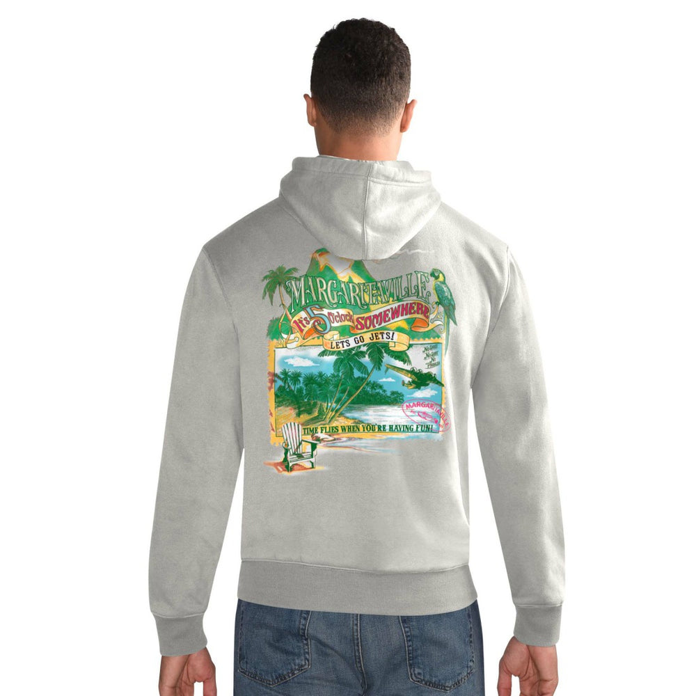 New York Jets Margaritaville Time Flies Garment Dyed Pullover Hoodie - Gray outlet