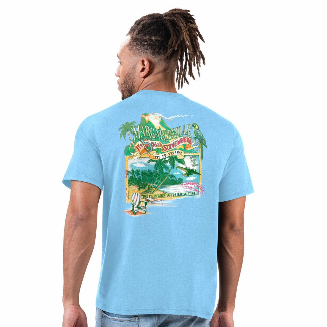 Houston Texans Margaritaville Time Flies T-Shirt - Light Blue discount