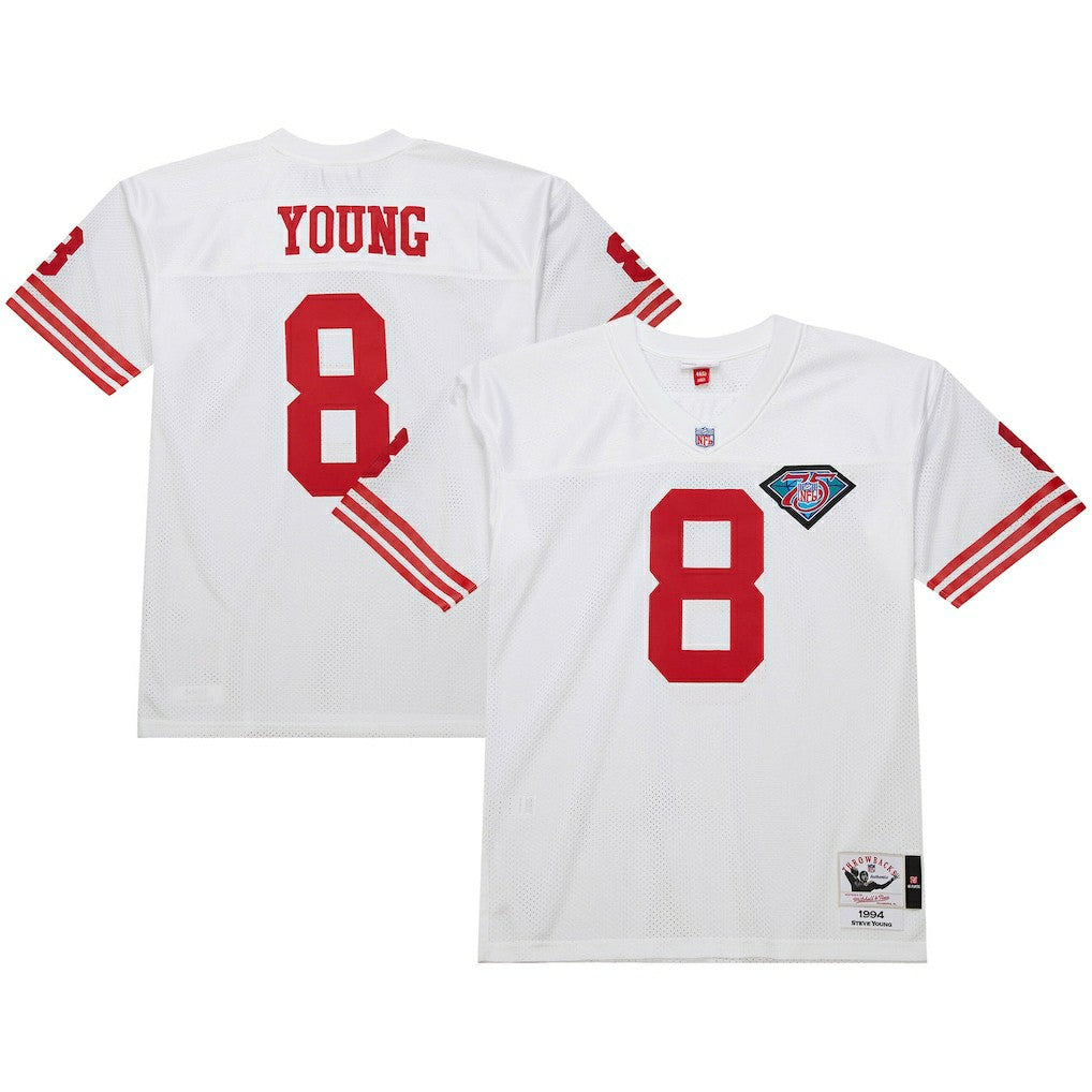 Steve Young San Francisco 49ers 1994 Authentic Throwback Retired Player Jersey - White discount