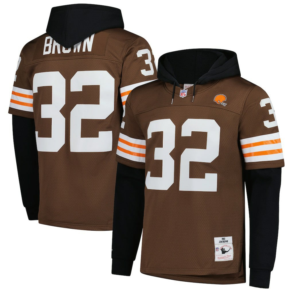 Jim Brown Cleveland Browns Player Name & Number Hoodie Legacy Jersey - Brown sale