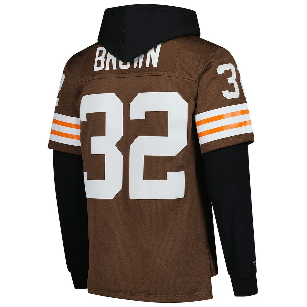 Jim Brown Cleveland Browns Player Name & Number Hoodie Legacy Jersey - Brown sale