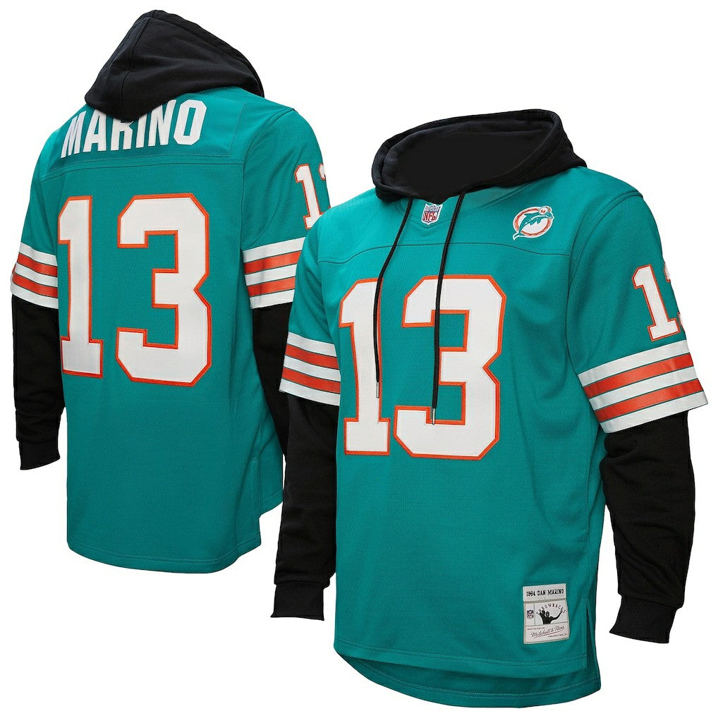 Dan Marino Miami Dolphins Player Name & Number Hoodie Legacy Jersey - Aqua outlet