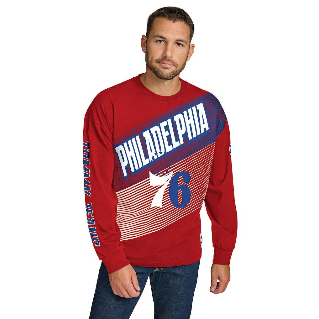 Philadelphia 76ers Tommy Jeans Lucas Long Sleeve T-Shirt - Red on sale