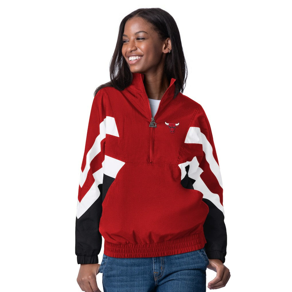 Chicago Bulls Starter Women's Renegade Oxford Half-Zip Jacket - Red shop