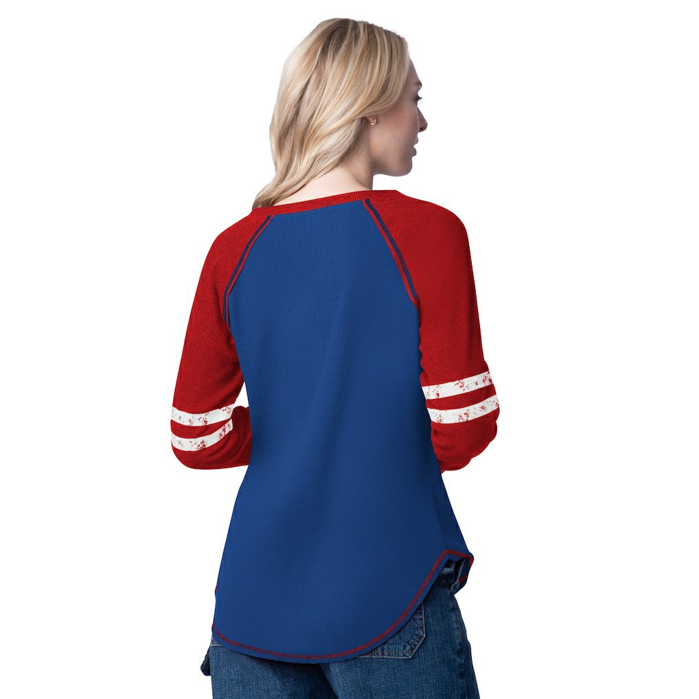 Philadelphia 76ers G-III 4Her by Carl Banks Women's Winner Waffle Knit Thermal Long Sleeve Tri-Blend T-Shirt - Royal/Red online