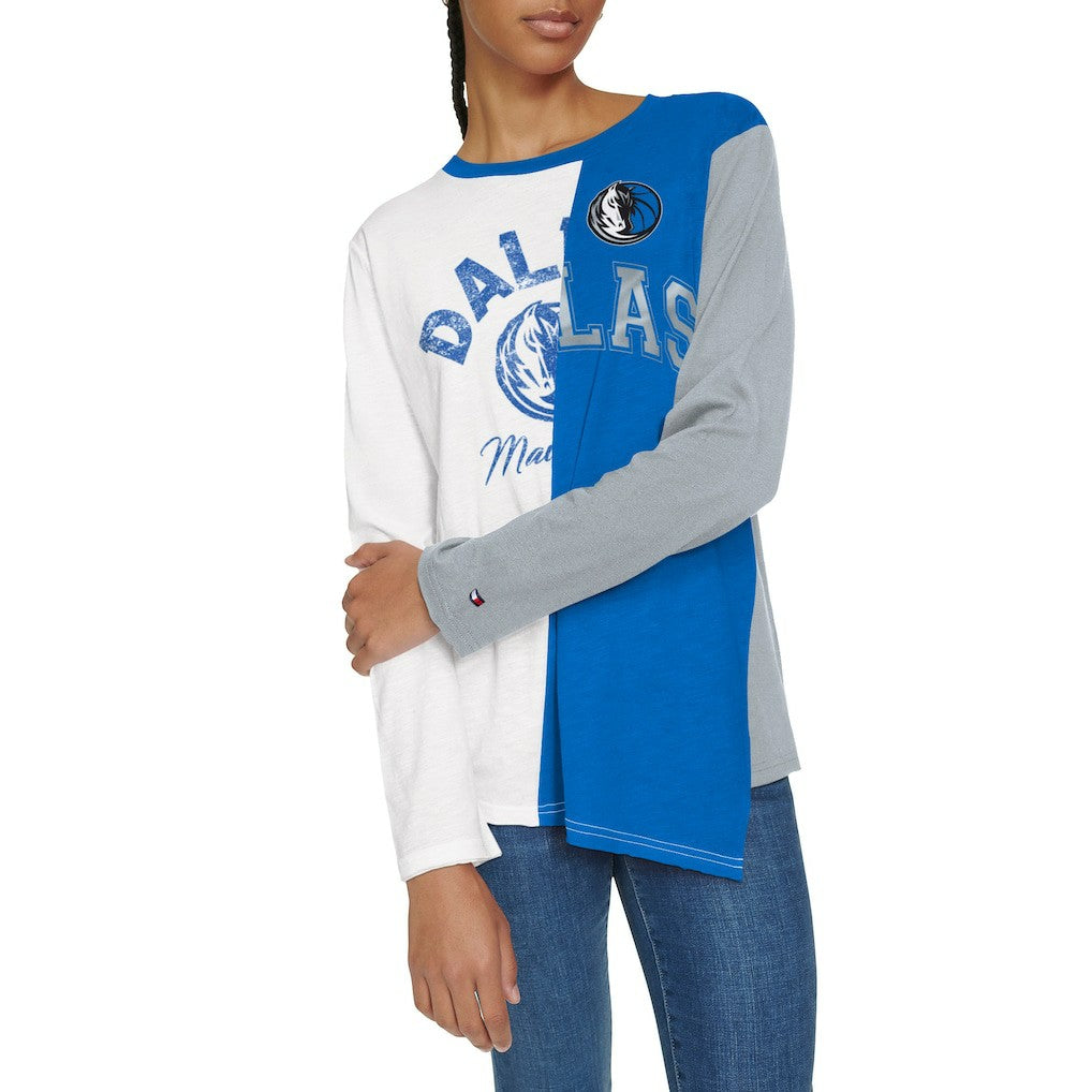 Dallas Mavericks Tommy Jeans Women's Amelia Color Blocked Long Sleeve T-Shirt sale - White/Blue outlet