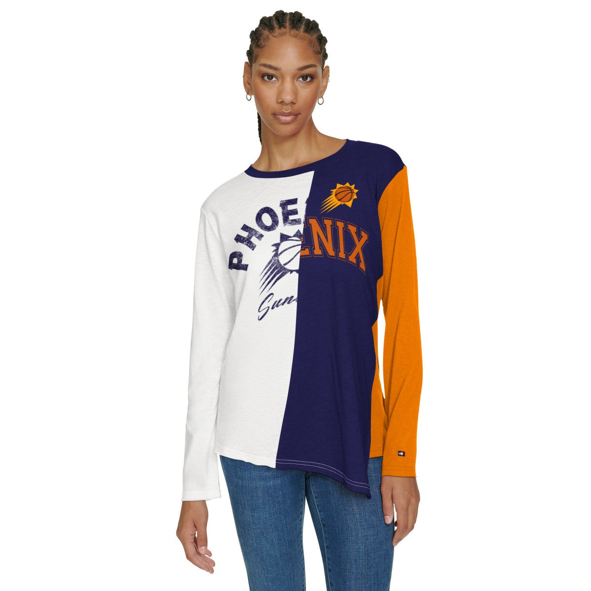 Phoenix Suns Tommy Jeans Women's Amelia Color Blocked Long Sleeve T-Shirt - White/Purple outlet