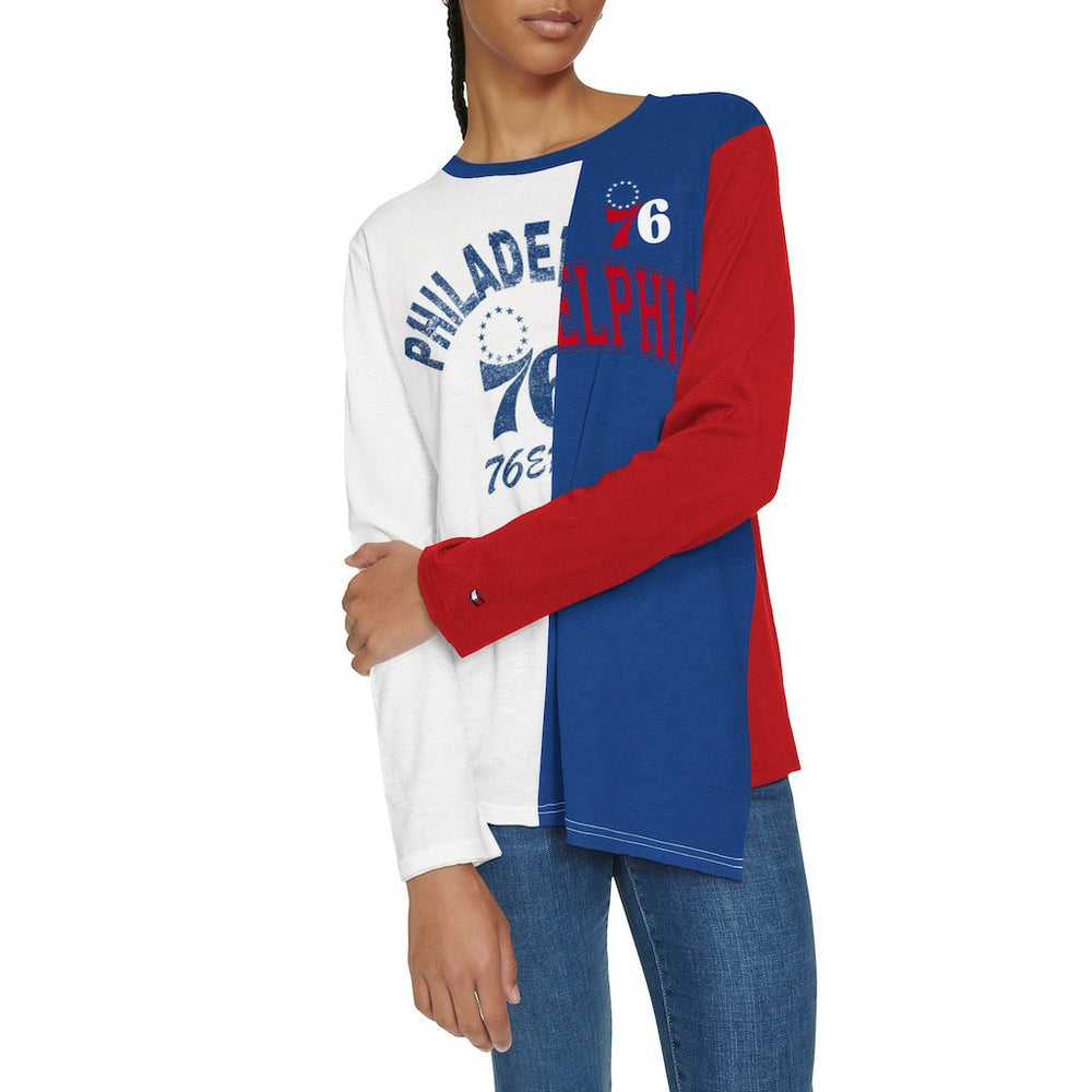 Philadelphia 76ers Tommy Jeans Women's Amelia Color Blocked Long Sleeve T-Shirt - White/Royal discount