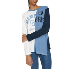 Memphis Grizzlies Tommy Jeans Women's Amelia Color Blocked Long Sleeve T-Shirt - White/Light Blue sale