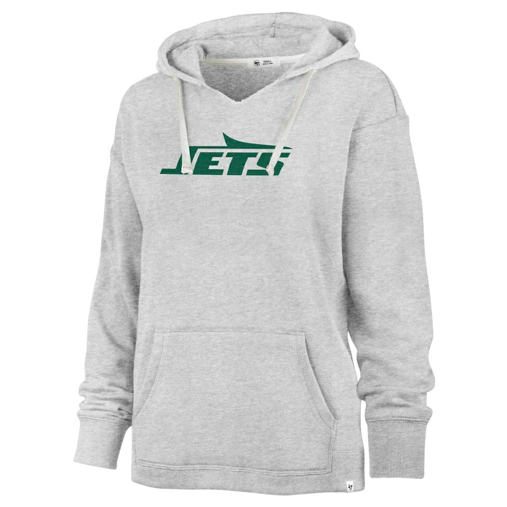 New York Jets '47 Women's Premier Kennedy V-Neck Pullover Hoodie - Gray on sale