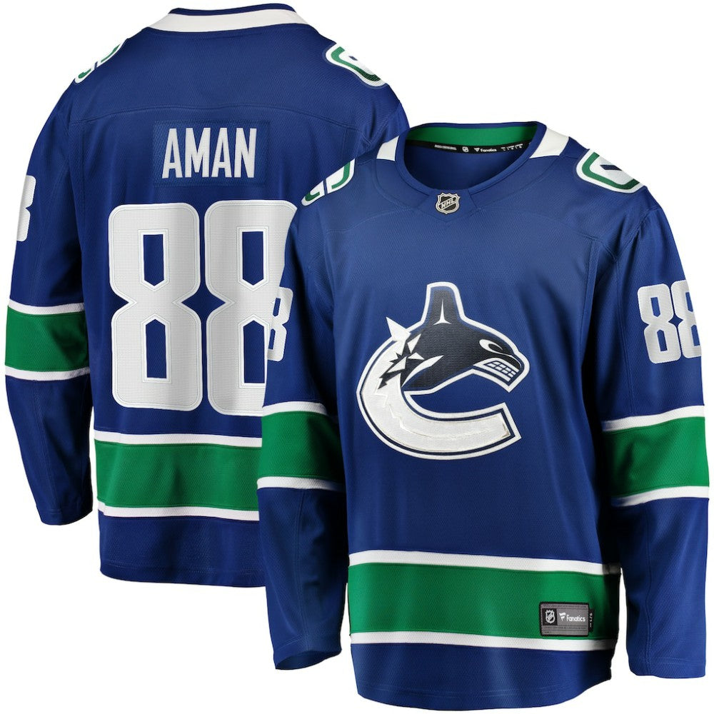 Nils Aman Vancouver Canucks Fanatics Home Premier Breakaway Player Jersey Blue