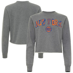 New York Knicks Sportiqe Women's Varsity Collection Kacey Cropped Pullover Sweatshirt - Heather Gray sale
