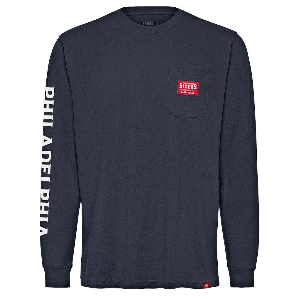 Philadelphia 76ers Sportiqe Unisex Wales Heavyweight Pocket Long Sleeve T-Shirt - Navy discount