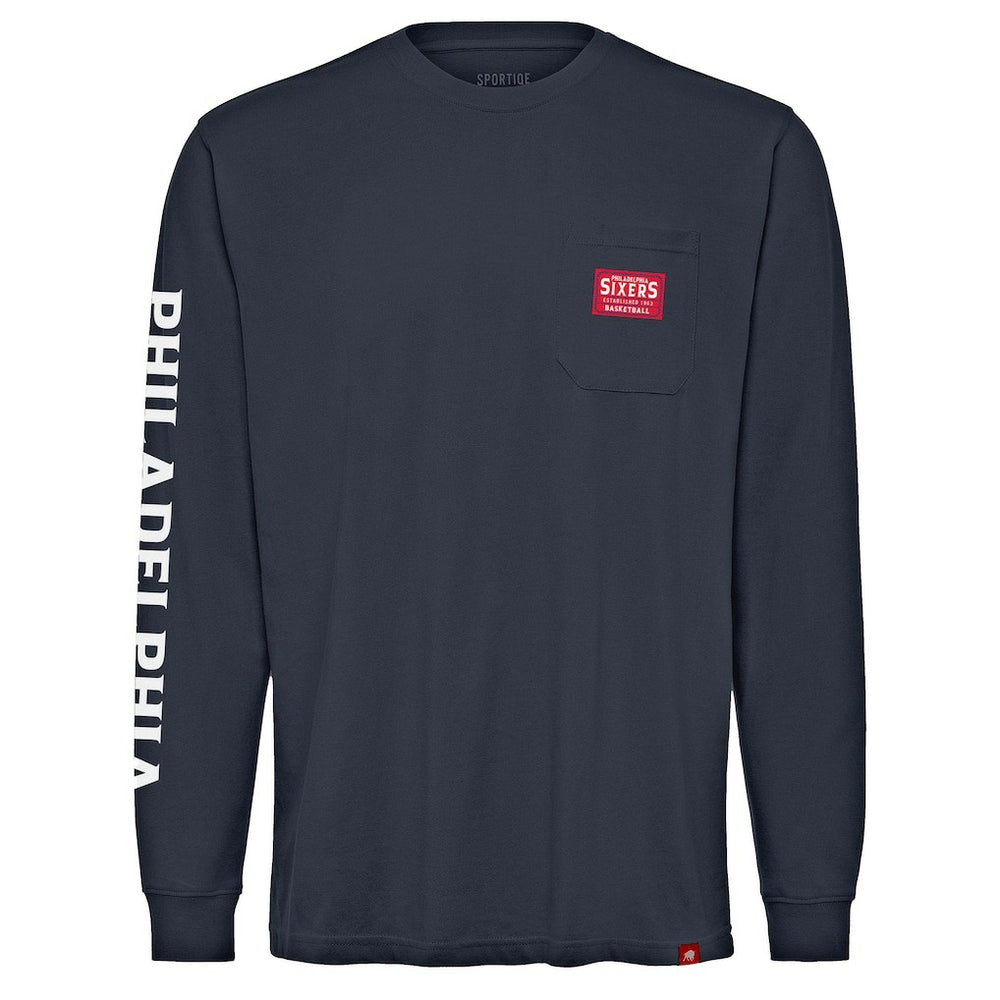 Philadelphia 76ers Sportiqe Unisex Wales Heavyweight Pocket Long Sleeve T-Shirt - Navy discount