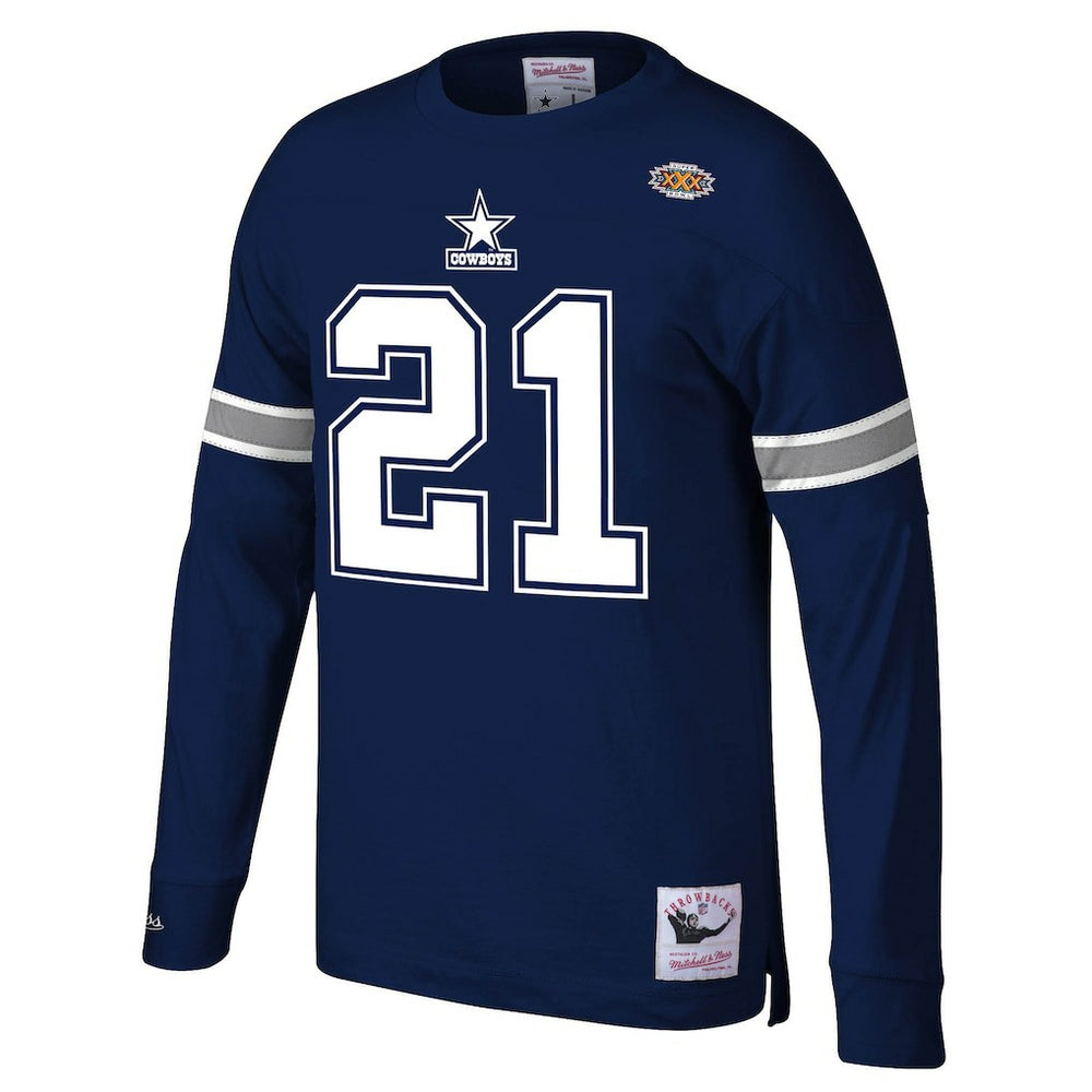 Deion Sanders Dallas Cowboys Retired Player Name & Number Long Sleeve Top - Navy discount