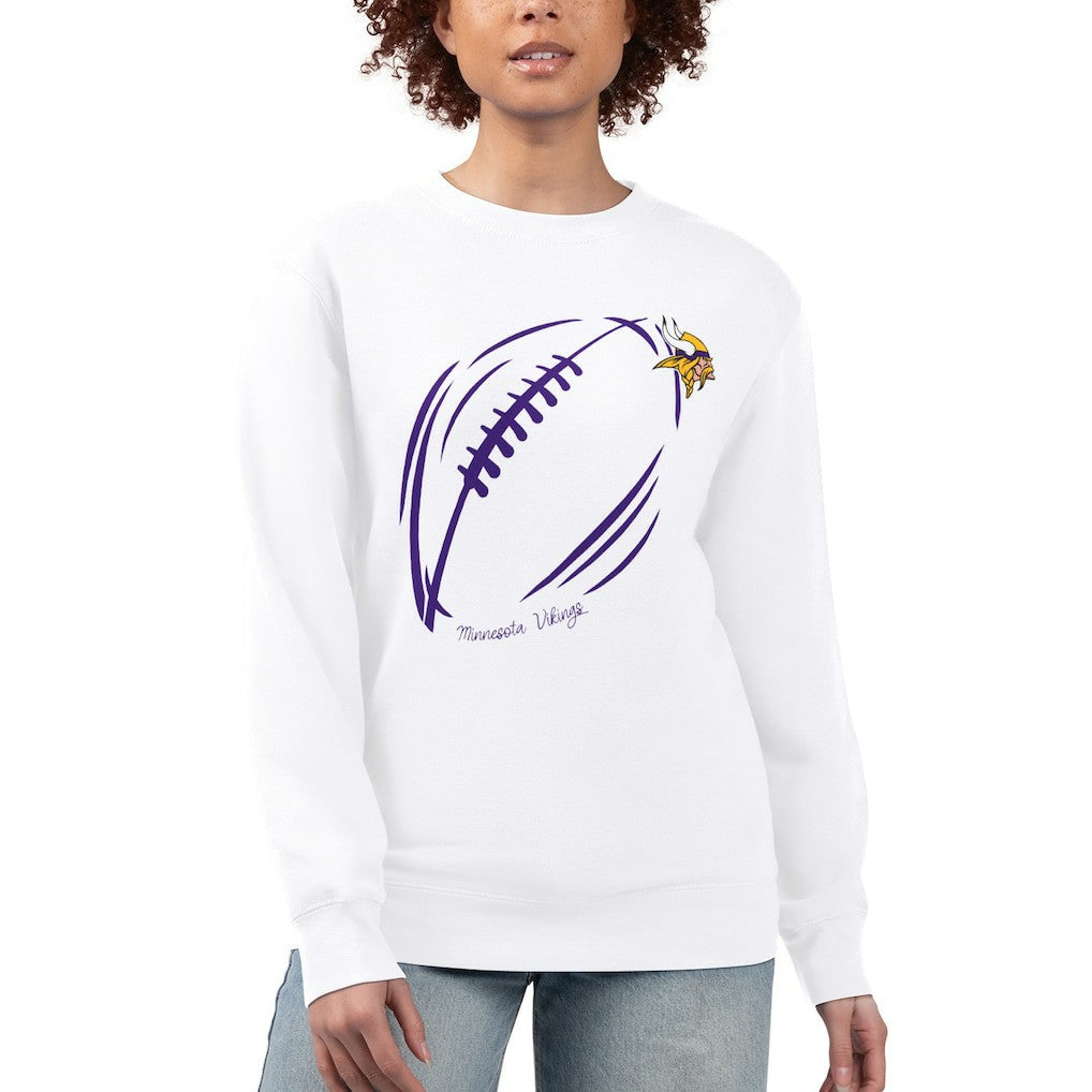 Minnesota Vikings G-III 4Her by Carl Banks Women's Football Logo Graphic Fleece Tri-Blend Pullover Sweatshirt - White cheap